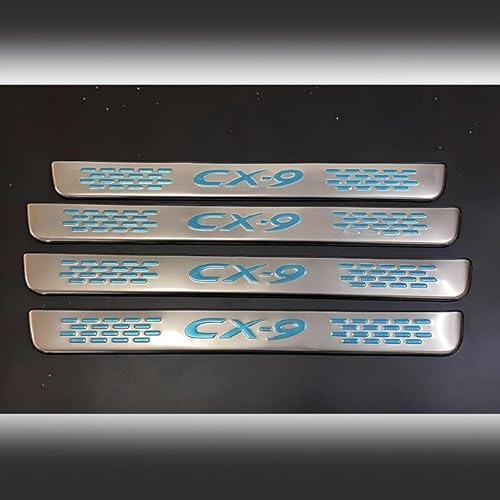 chengjunjun 4 Pcs Stainless Steel Car Door Sill Protector for Mazda CX-9 2023-2016, Auto Welcome Pedal Kick Plates Scuff Guard Threshold Trim Accessory