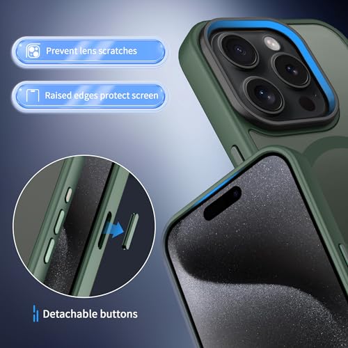 Image of CACOE Magnetic Case for iPhone 15 Pro 6.1 inch, Dark Green