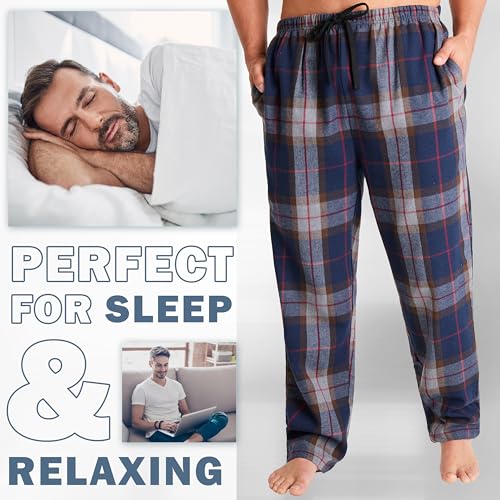Image of Get Trend 2-Pack Pajama Pants for Men, Teens, M-3XL Lounge Bottoms for Sleepwear, Soft PJ Pants with Pockets, Gifts for Men