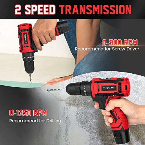 SHAVINGFUN Akkuschrauber,Cordless Screwdriver 12 V,Akku Bohrschrauber Set mit 2 Akkus 34Pcs,30Nm Drehmoment Max, 2-Gang,18+1Drehmomentstufen LED-Licht für Heimprojekte und Repair akkuschrauber set – Bild 7
