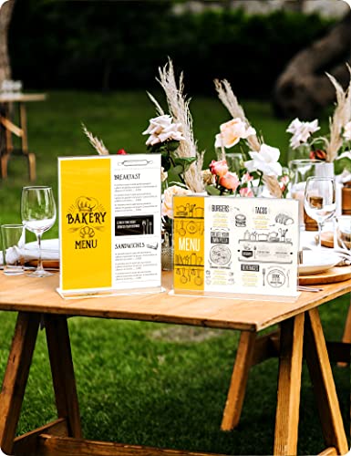 Image of NIUBEE 6 Pack Acrylic Sign Holder 8.5 x 11 - T Shape Double Sided Table Top Display Stand, Portrait Upright Photo Picture Frame Wedding Menu Ad Holder