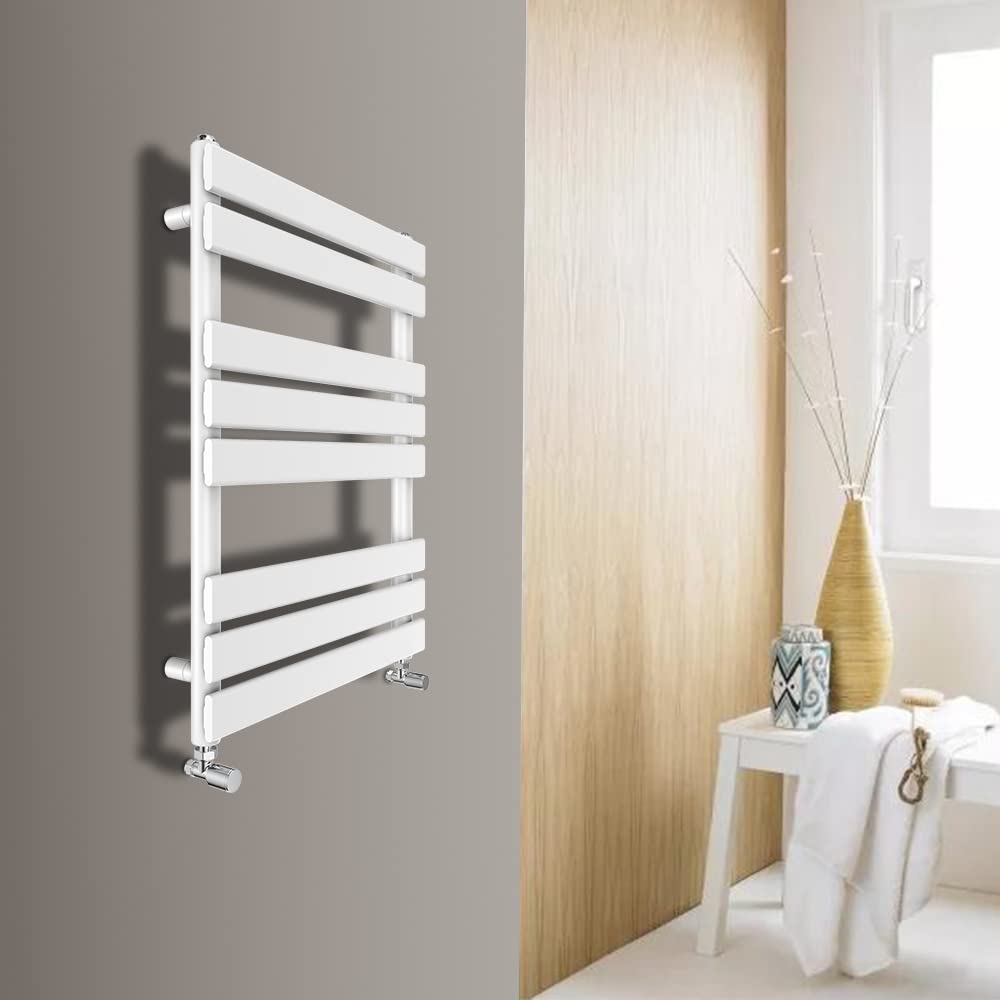 Warmehaus Flat Panel Heated Towel Rail Radiator Ladder Rad 800 x 600mm Bathroom Central Heating White