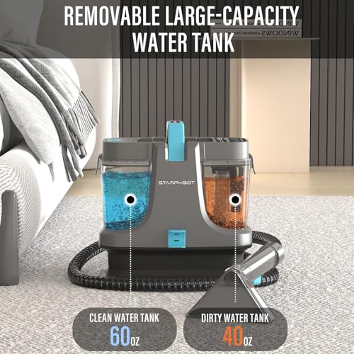 Starrybot Portable Carpet Cleaner Machine with Steam and Heating Techology,18Kpa Powerful Suction with Versatile Tools for Pets, Couch,Spot Cleaner for Stairs/Furniture/Rug(Gray)(AC0201) - Thumbnail 4