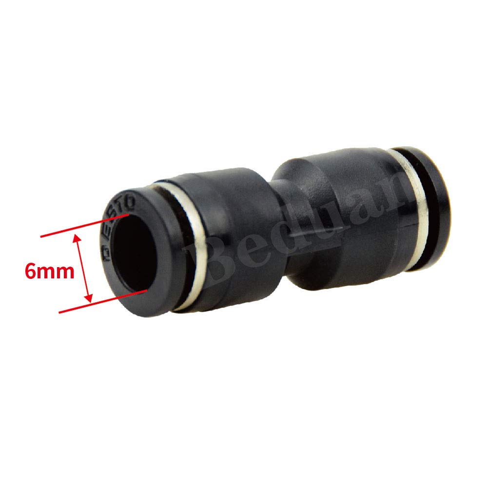 Beduan Juego de 10 accesorios de compresión para compresor de aire (6 x 6 mm, plástico neumático, conexión recta)