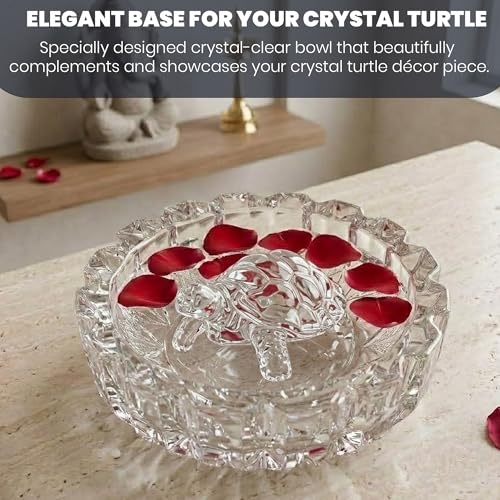 Image of Elegant Crystal Glass Bowl for Vastu & Feng Shui | Decorative Transparent Glass Tray for Home, Office, Dining Table & Positive Energy Decor | Good Luck & Prosperity Gift Item | Pack of 2