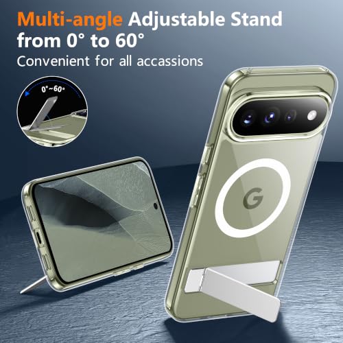 Image of SPIDERCASE Magnetic for Google Pixel 11 Pro XL Case,Built-in Stand,Clear | [3 Stand Ways] Invisible Kickstand|Crystal Clear|Drop Protection| Shockproof Slim Case