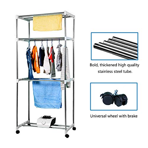 Concise Home elektrischer Wäschetrockner Kapazität Doppel-Edelstahl energiesparende Innenkleidung Warmluft-Trockenschrank (DREI Schichten) - Image 4