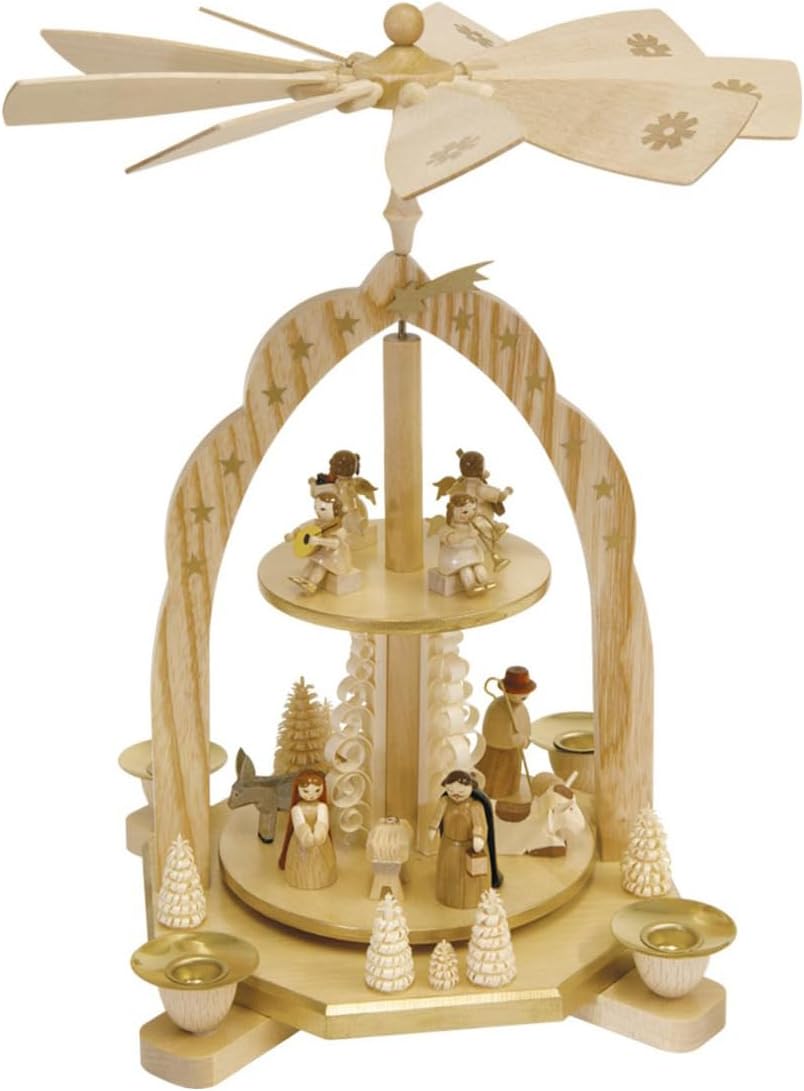 16213 Richard Glaesser Pyramid-Nativity Scene and Angels-11.75" H W x 9.25', Orange