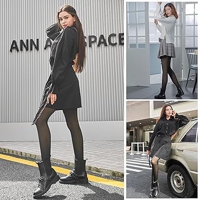 Image of UISLII Fleece Lined Tights Women, Warm Pantyhose leggings Women,Fake Translucent Thermal Skin Colored Tights for Winter