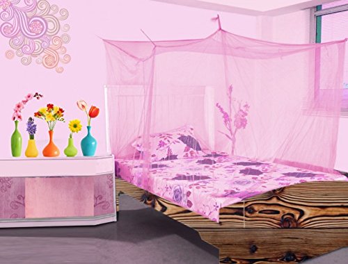 Aarushi Cotton Mosquito Net for Single Bed Pink