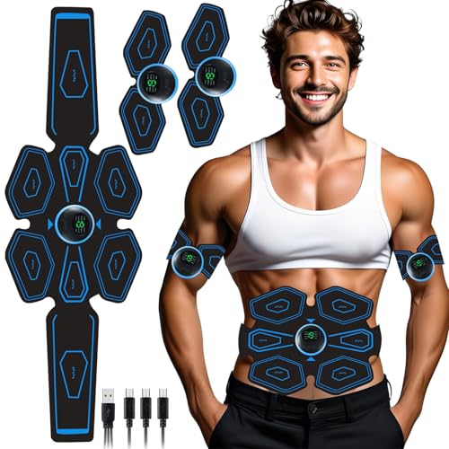 EGEYI ABS Trainer Muskelstimulator, USB wiederaufladbarer EMS-Muskelstimulator mit 8 Modi und 19 Intensitätsstufen, ABS Stimulator Muskeltoner Tragbarer Bauchstraffer