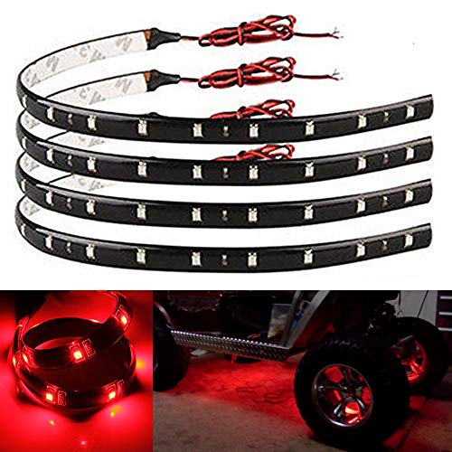 EverBright 4-Pack Red 30CM 5050 12-SMD DC 12V Flexible LED Strip Light Waterproof