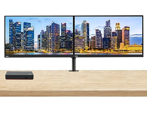 Image of Lenovo ThinkVision T27p 27-inch 3840 x 2160 LED 4K Ultra HD Widescreen LCD Monitor, 2-Pack Bundle with HDMI, DisplayPort, USB Hub, Ethernet, USB-C, Dual Monitor Stand, ThinkPad Universal USB-C Dock