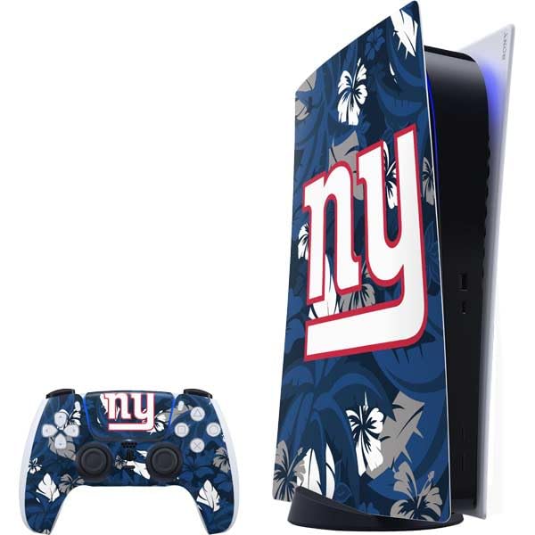Skinit Decal Gaming Skin Compatible with PS5 Bundle - Officially Licensed NFL New York Giants Tropical Print Design