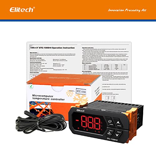 Elitech Stc-1000Hx Temperature Controller ℉⇋℃ Fahrenheit Celsius Switchable Origin Digital 110V Thermostat 2 Relays Upgraded From Stc-1000 New Panel 30% Larger #TOP6