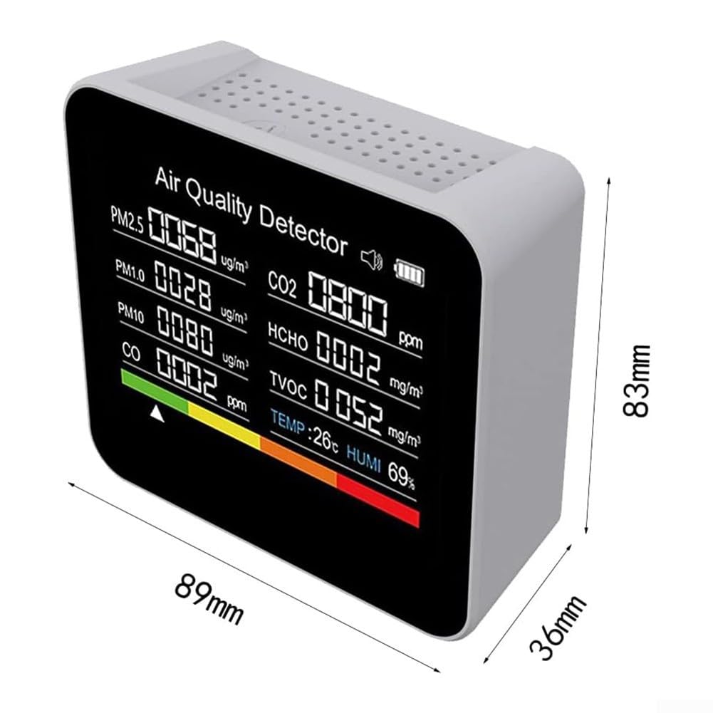 Monitor della qualità dell'aria 9-in-1 Misuratori di qualità dell'aria interna Rilevatore di inquinanti atmosferici Rilevatore di anidride carbonica AQI PM2.5 Tester di qualità dell'aria