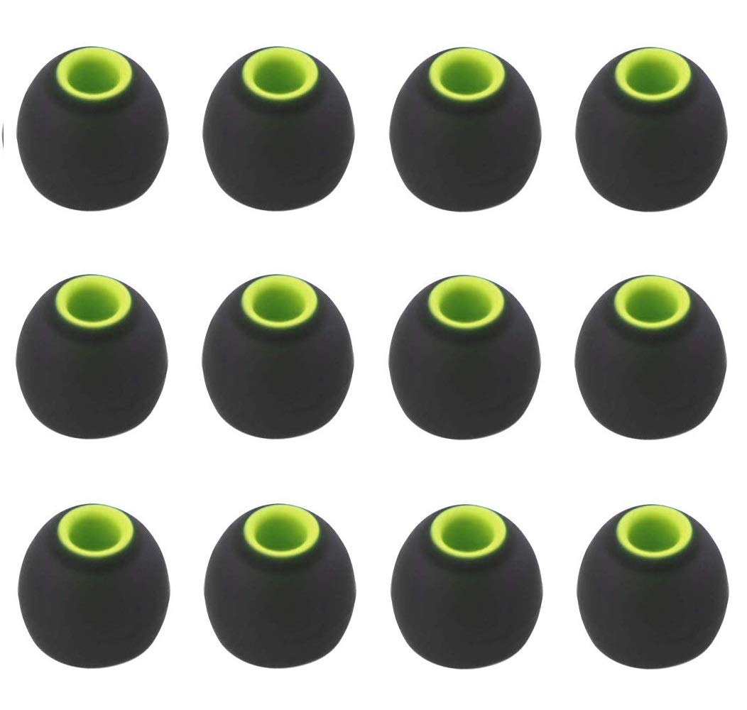 12PCS Small Size Replacement Eartips Eargels Earpads Ear Tips Gels Bud for Powerbeats Pro, BeatsX, Senso, TOZO, Sony & Other Inner Hole 3.8mm Earbud in-Ear Headphones,Black-Green,S