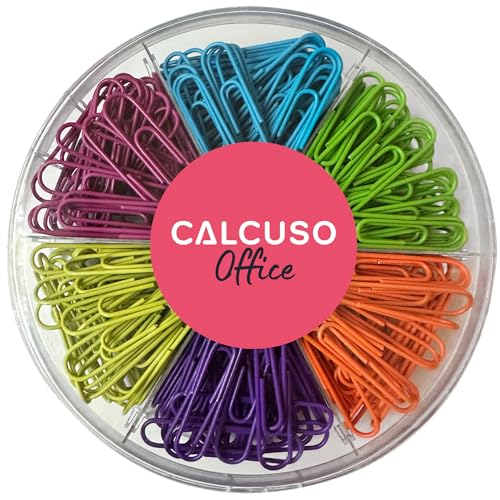 CALCUSO Clipes grandes: clipes grandes, classificados por cores e resistentes para material escolar e de escritório, 480 unidades, 6 cores, 80 unidades cada