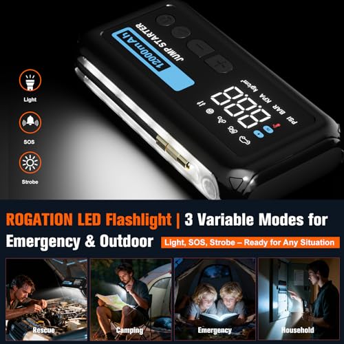Image of Jump Starter with 150PSI Air Compressor, 2000A Peak 12V Booster, 10000mAh Portable Car Battery Jump Starter, Up to 10L Gas /8L Diesel Engines, 33W Bidirectional Fast Charging Power Bank-Black