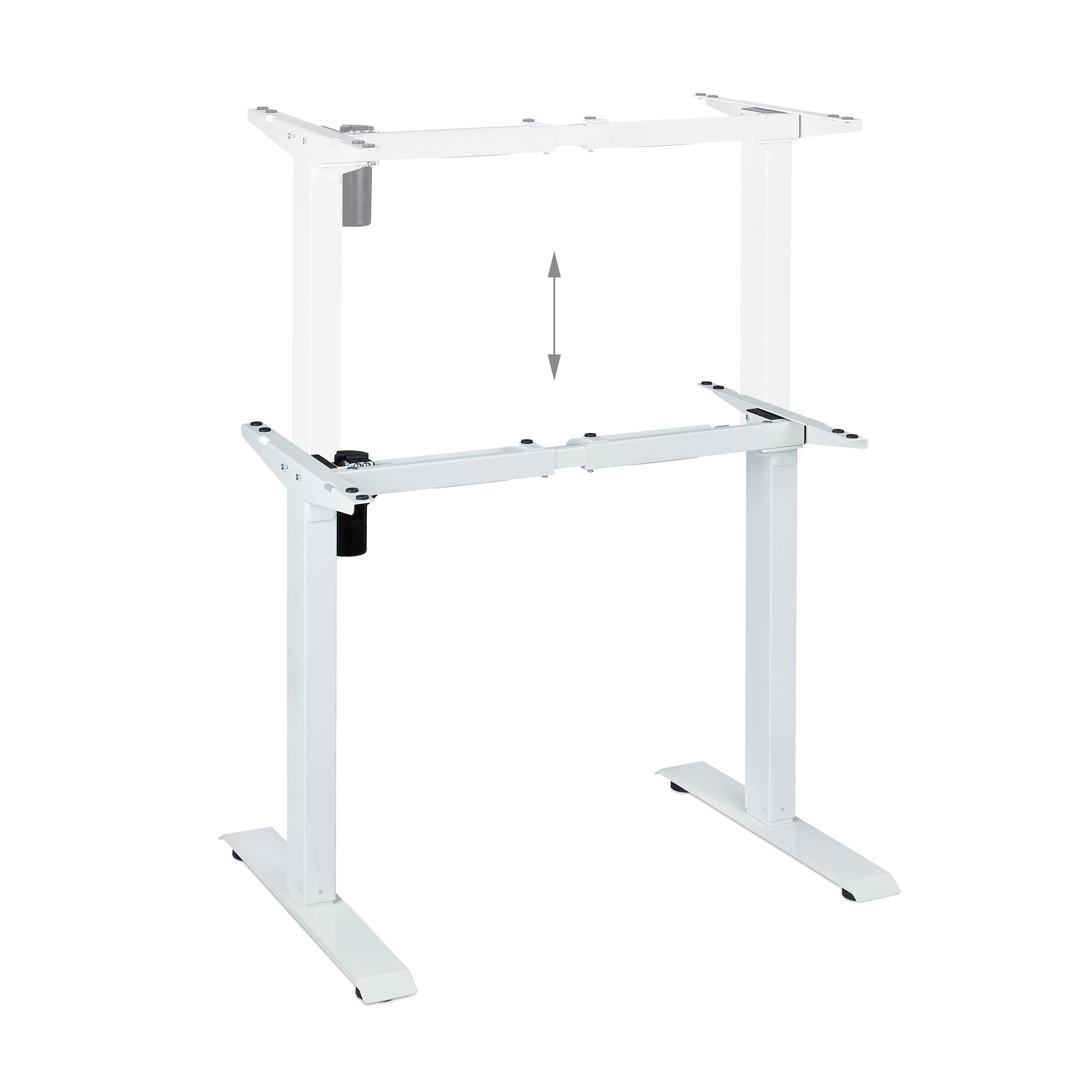 Relaxdays Patas de Mesa Altura Regulable, Eléctricas, Extensibles, 71-121 cm, Marco Escritorio, Acero, Blanco