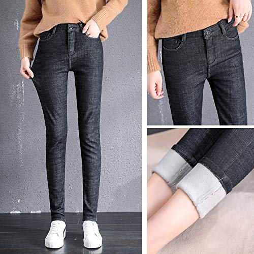 Narhbrg Winter Jeans For Womens Sherpa Lined Denim Pants Fleece Jegging Trousers Slim Pants Juniors Skinny Warm Jeggings Gray #TOP2