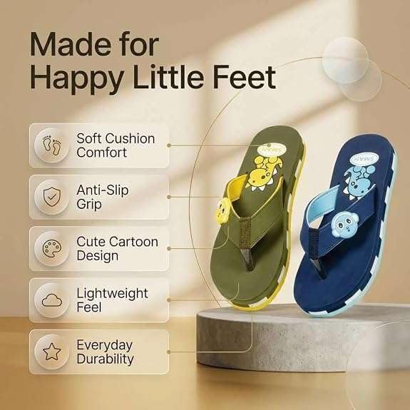 Image of Kids' Flip Flop Slippers, soft and Lightweight sole, Super Flexible, Comfortable & Arch Support, Durable Indoor and Outdoor Slippers