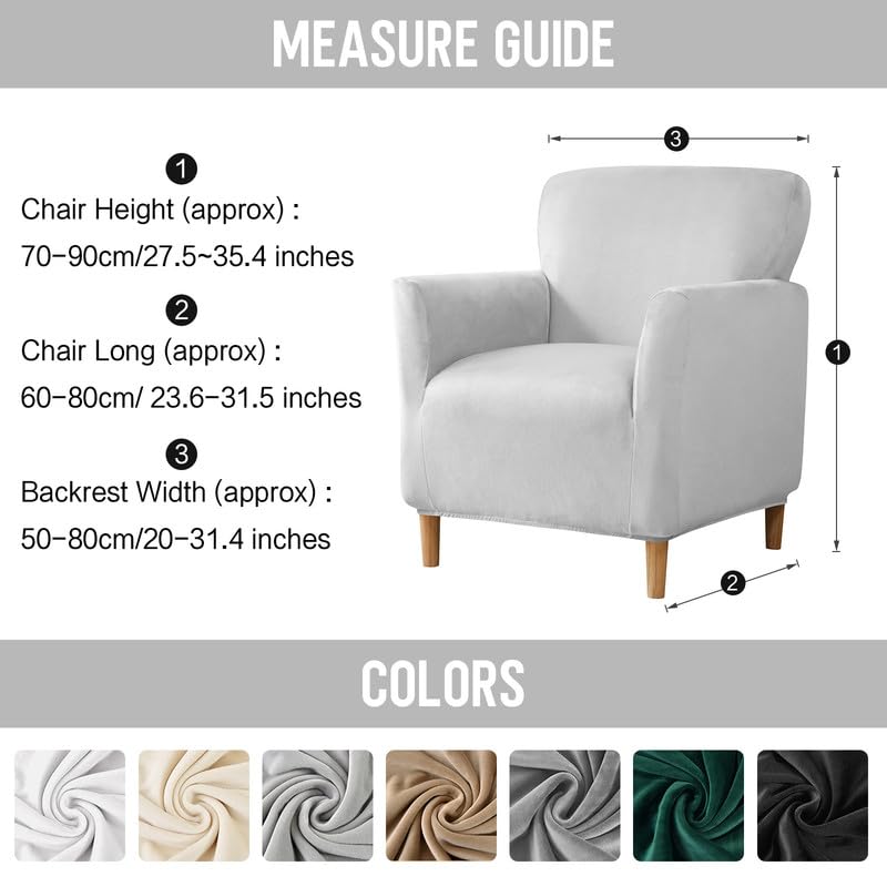 Mingfuxin Velvet Armchair Sofa Covers, Stretch Banquet Tub Chair Covers Slipcovers, Removable Bucket Sofa Couch Cushion Covers for Living Room Home Decoration Furniture Protector - Image 3