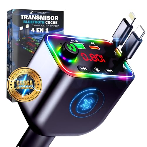 Super Pack UTENSILIFY® 2 En 1 Transmisor FM Bluetooth Coche + Doble Cargador Ultra RÁPIDO | Bluetooth Coche Manos Libres | Cargador Coche Carga Rapida|Accesorios Coche