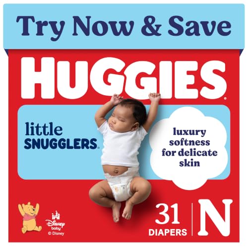 Little Snugglers Baby Diapers, Size 0 to Newborn, 1 lbs to 10 lbs, Disney Design, 31 Diapers/Pack, 4 Packs/Carton