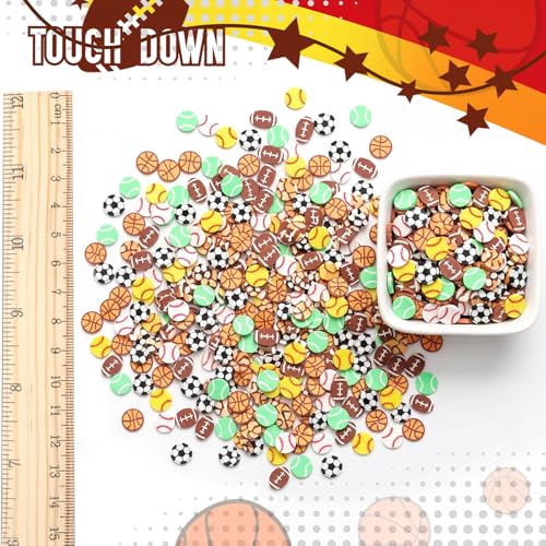 Image of Weysat 30g Small Sports Polymer Clay Slices 0.2 Inch Tiny Clay Multiple Ball Pieces Sports Sprinkle Baseball Tennis Basketball Softball Football Soccer Confetti for DIY Craft Party Decoration for Team