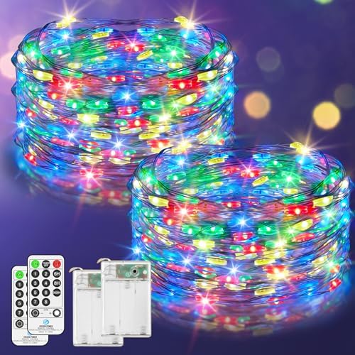 Lot de 2 guirlandes lumineuses à 160 LED de 8 m avec télécommande...