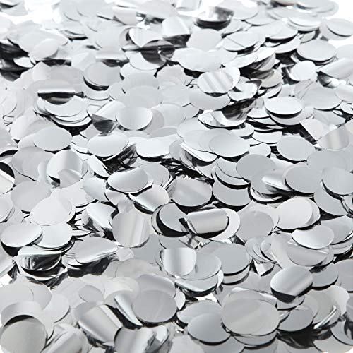 Image of TecUnite Silver Foil Confetti Round Tissue Paper Table Confetti Dots for Wedding Birthday Party Decoration Arts Craft DIY Scrapbooking, 1.76 oz (1.5 cm)