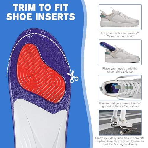 Image of Arch Support Insoles for Flat Feet, Work Boots, Plantar Fasciitis Relief