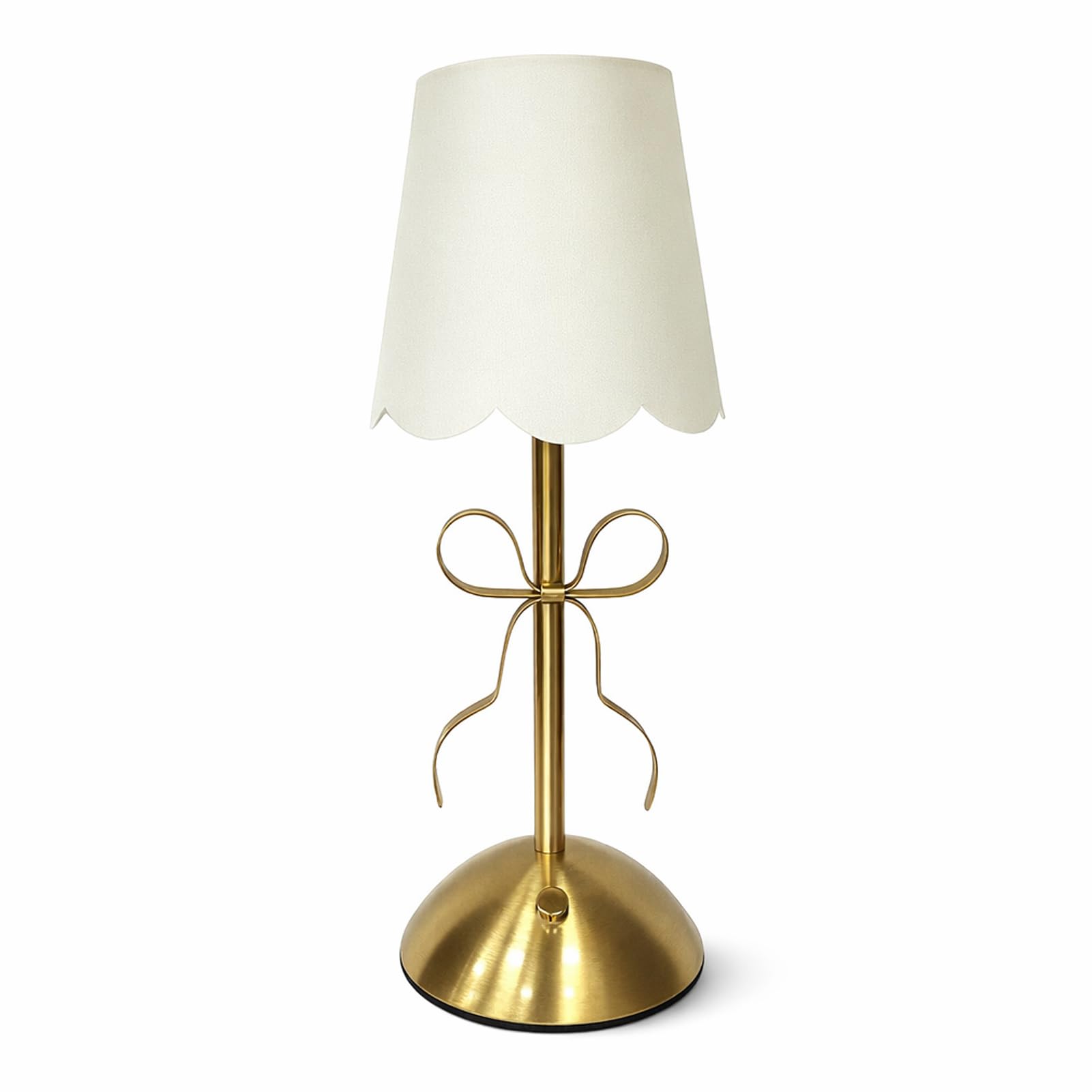 Denash Bow Table Lamp, Fabric Shade Cordless Rechargeable Touch Control Bedside Lamp with Metal Base, Portable Night Light for Bedroom, Living Room