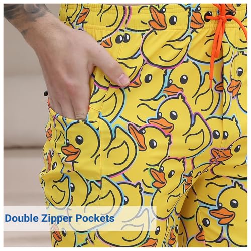 Men's Swim Trunks with Compression Liner Swim Shorts Board Shorts 9 Inch Quick Dry Bathing Suit with Zipper Pockets3