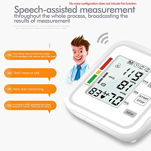 Sunbaca Esfigmomanômetro Eletrônico para Braço Superior Automático Inglês Esfigmomanômetro Doméstico