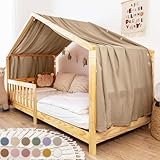 lilimaus Hausbett Himmel [in 12 Farben] Betthimmel Hausbett aus 100% Baumwolle Musselin - Stoffhimmel für Hausbett Deko Mädchen & Jungen - Himmel für Hausbett Kinder - Bett Vorhang Kinderbett