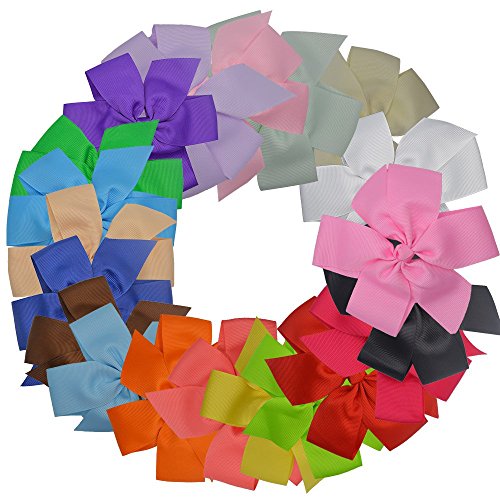 Qicaiyunnan Boutique 5.5" Grosgrain Ribbon Pinwheel Hair Bow Clips For Womens Girls(TY027(20pcs))