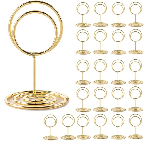 22 Pièces Porte-Cartes de Table en Métal Doré, Mini Porte-Numéro de Table, Supports Floraux Pour Cartes de Table, Supports de Numéro de Table, Pour Restaurant, Fête, Mariage, Décoration