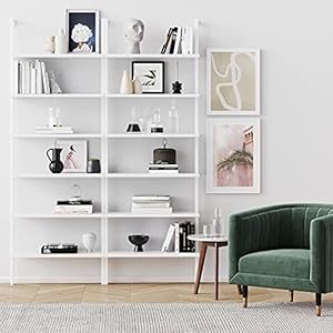 Nathan James Theo 6-Shelf Tall Modern Bookshelf, Wall Mount Ladder Shelf Bookcase with Wood and Industrial Metal Frame, Matte White Nathan James Theo 6 Shelf Tall Modern Bookshelf Wall Mount Ladder Shelf Bookcase with Wood and Industrial Metal Frame Matte White