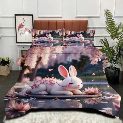 ZZXHG Nórdico de Tamaño Gigante | Conejo Animal 3D, Edredón Mullido y Transpirable, Sustituto Edredón de Plumas, con 2 Fundas de Almohada, para Cama de 180 cm_j12984