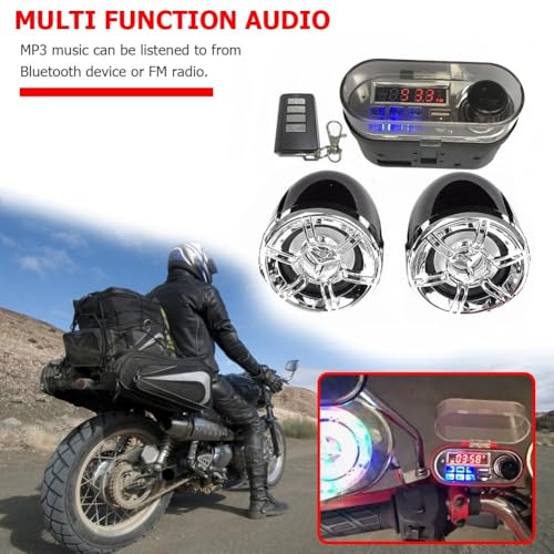 Haut-parleur audio de moto 12V étanche avec chargeur intégré et télécommande
