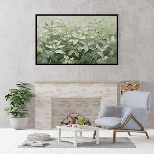 Tableau feuilles vertes style botanique moderne peinture à l'huile originale