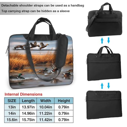 Laptop Bag Hunting Flying Wild Duck Print Durable Tote Shoulder Computer Bag with Shockproof Design, Messenger Briefcase2