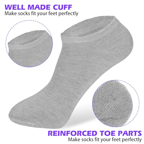 60 Pairs Low Cut Ankle Socks Bulk Pack, No-Show Unisex Socks for Men and Women, Casual Cotton Breathable Sock, Thin Bulk Sock 7-12 Size (Black, White, Grey)4