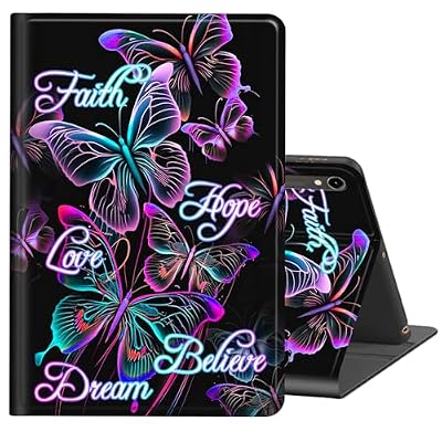 BREIDMKFM Case for Samsung Galaxy Tab S10 Lite / S10 FE / S9 FE 5G / S9 Tablet Case 10.9''/ 11'',Auto Wake/Sleep Multi-Angle Viewing Leather Slim Protective Stand Cover,Purple Butterfly Quotes