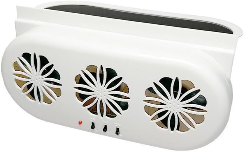 Shkalacar USB & Solar Powered Car Window Exhaust Fan with 3 Air Outlet, Solar Ventilation for Vehicle, Air Circulation Fan Ventilator Silent Air Vent Cooler Automotive Radiator Cooling Fan