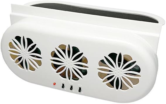Shkalacar USB & Solar Powered Car Window Exhaust Fan with 3 Air Outlet, Solar Ventilation for Vehicle, Air Circulation Fan Ventilator Silent Air Vent Cooler Automotive Radiator Cooling Fan