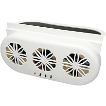 Shkalacar USB &amp; Solar Powered Car Window Exhaust Fan with 3 Air Outlet, Solar Ventilation for Vehicle, Air Circulation Fan Ventilator Silent Air Vent Cooler Automotive Radiator Cooling Fan