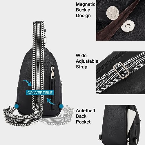 Image of CLUCI Sling Bag for Women, Vegan Leather Fanny Pack Crossbody Bags for Women, Chest Bag With Guitar Strap